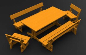 Projekt drewnianych mebli tarasowych