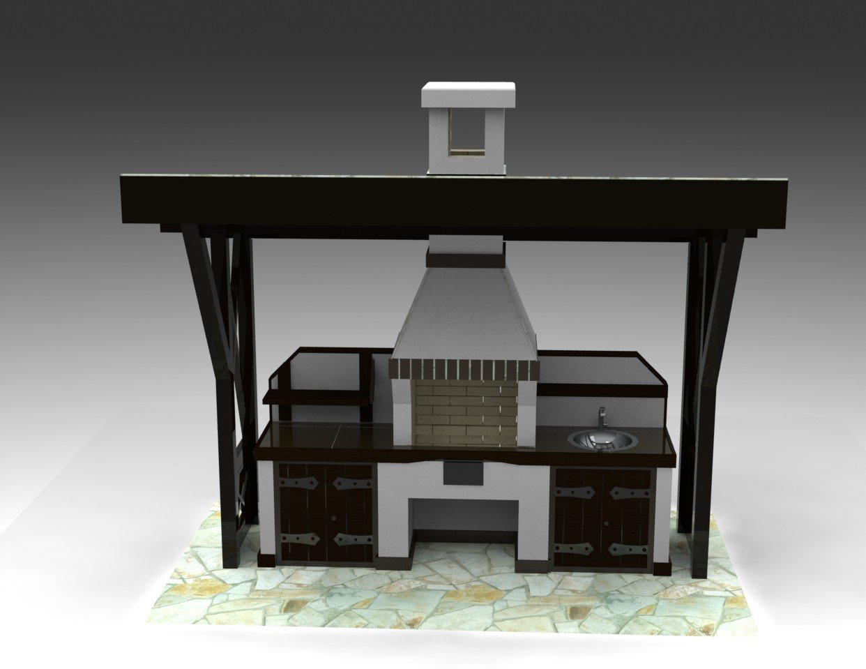 Murowany grill ogrodowy