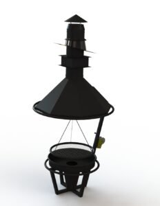 Grill z paleniskiem i kominem stal