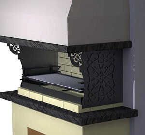 Grill z paleniskiem i kominem stal